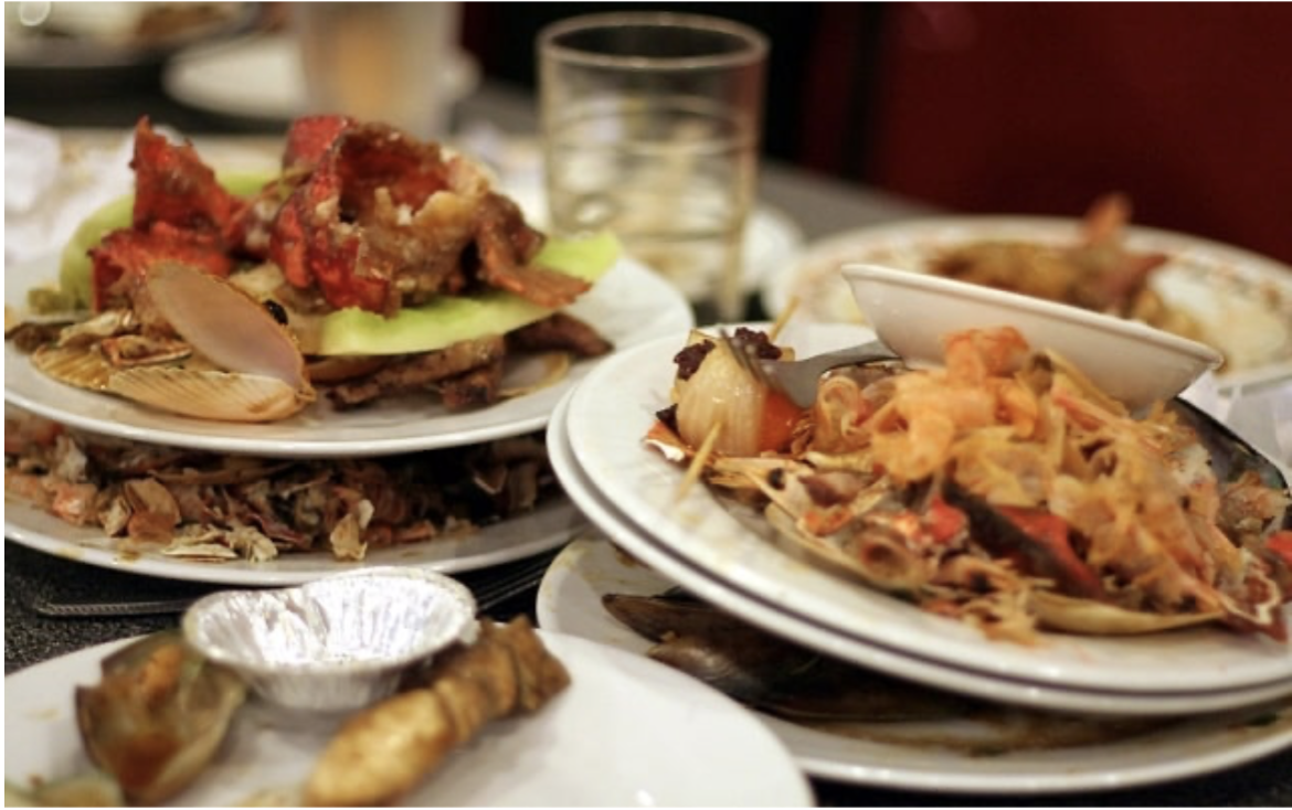 plate of food scraps